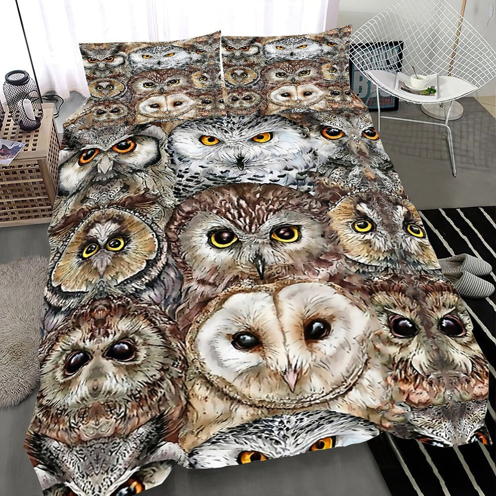Owls Bedding Set 3D Print Owl Lover Bed Cover Sheet Bedroom Decorations Owls Bedding Set 3D Print Owl Lover Bed Cover Sheet Bedroom Decorations