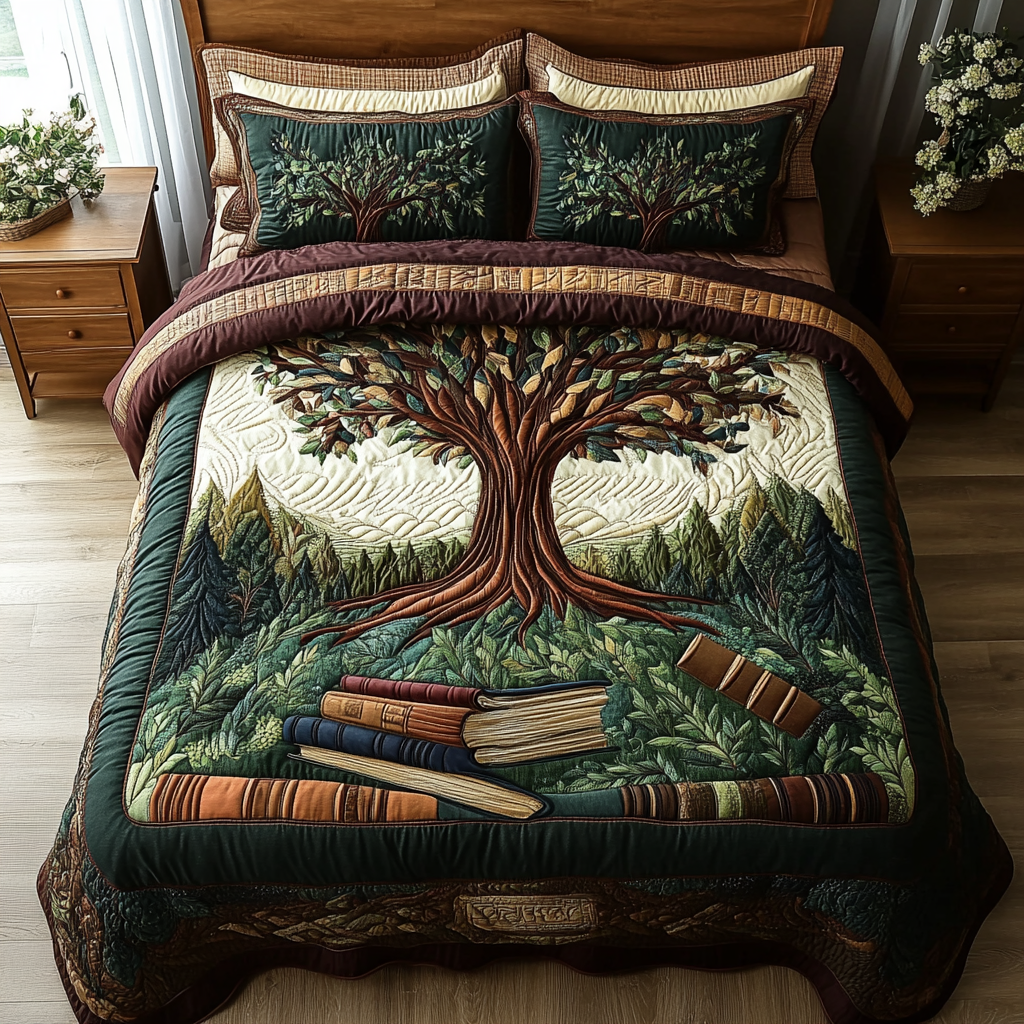 Page Forest Quilted Bedding Set Duvet Cover Bedspreads Book Gifts For Father's Day Page Forest Quilted Bedding Set Duvet Cover Bedspreads Book Gifts For Father's Day