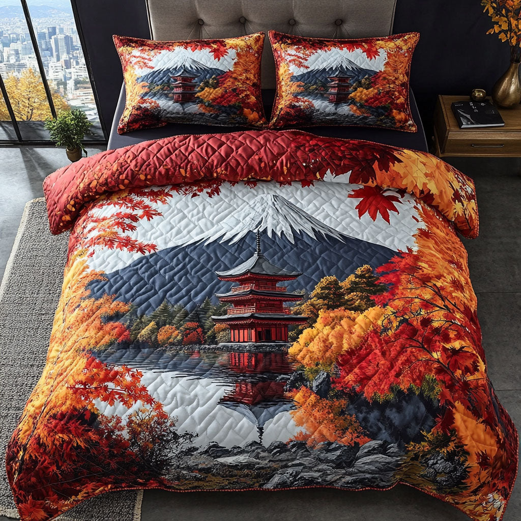 Pagoda Serenity Quilted Bedding Set Duvet Cover Bedspreads Fuji Mountain Japanese Gifts Pagoda Serenity Quilted Bedding Set Duvet Cover Bedspreads Fuji Mountain Japanese Gifts