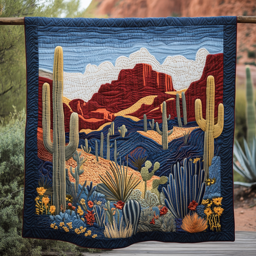 Painted Desert Quilted Blanket Cute Colorful Blanket Cactus Gifts For Women Painted Desert Quilted Blanket Cute Colorful Blanket Cactus Gifts For Women