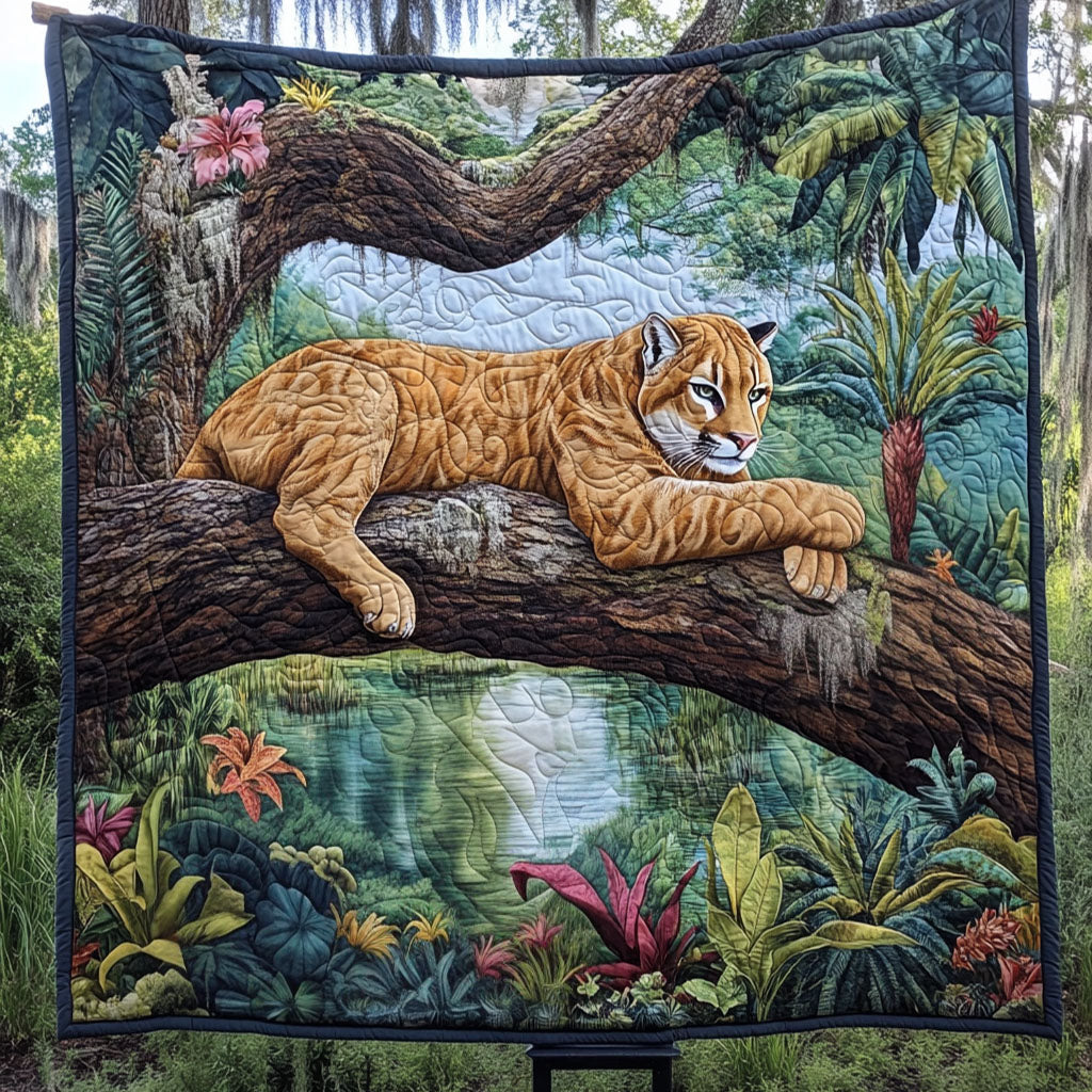 Panther in the Trees Quilted Blanket Cute Throw Blanket Best Gift Ideas For Lion Lovers