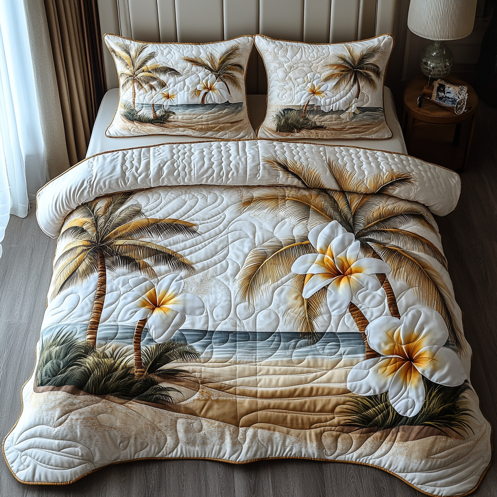 Paradise Petals Quilted Bedding Set Duvet Cover Bedspread Christmas Flower Gifts Paradise Petals Quilted Bedding Set Duvet Cover Bedspread Christmas Flower Gifts