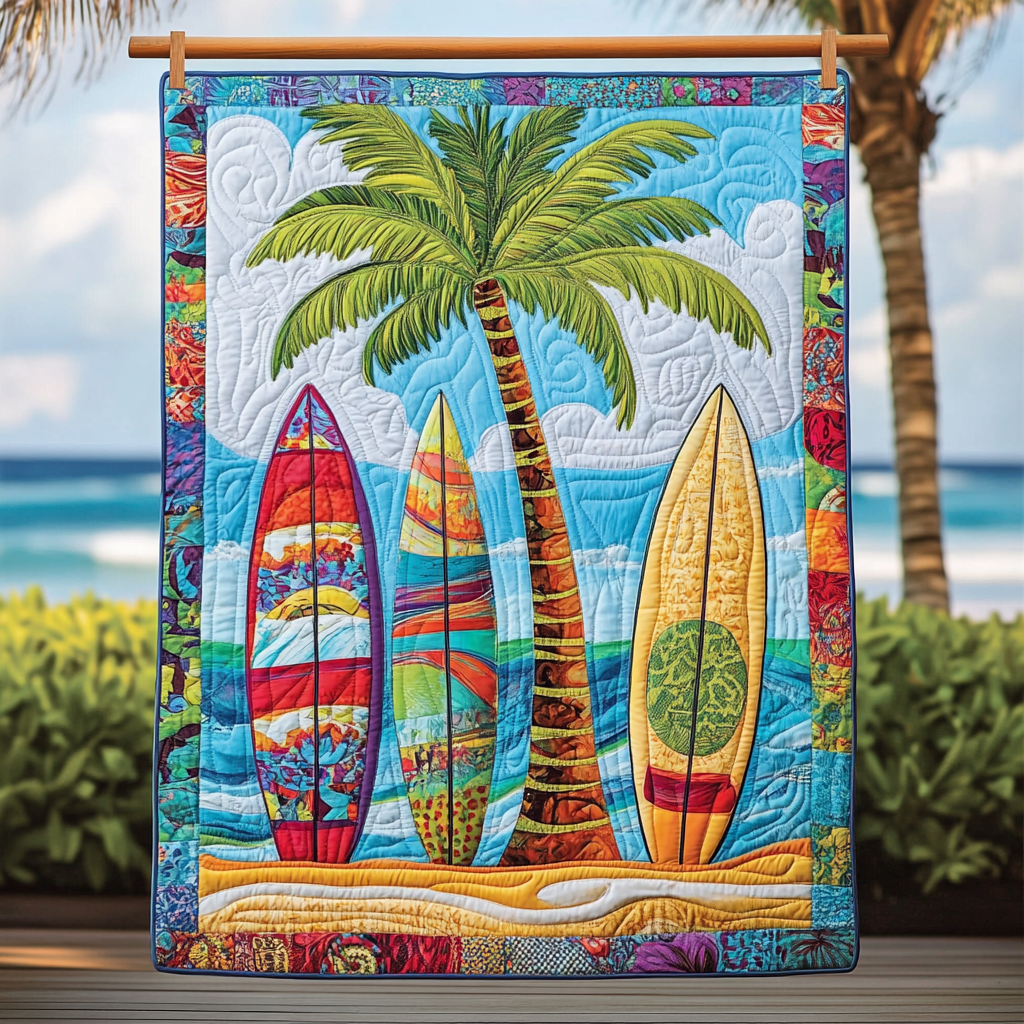 Paradise Surf Quilted Blanket Cute Colorful Blanket Presents For Ocean Lovers Paradise Surf Quilted Blanket Cute Colorful Blanket Presents For Ocean Lovers