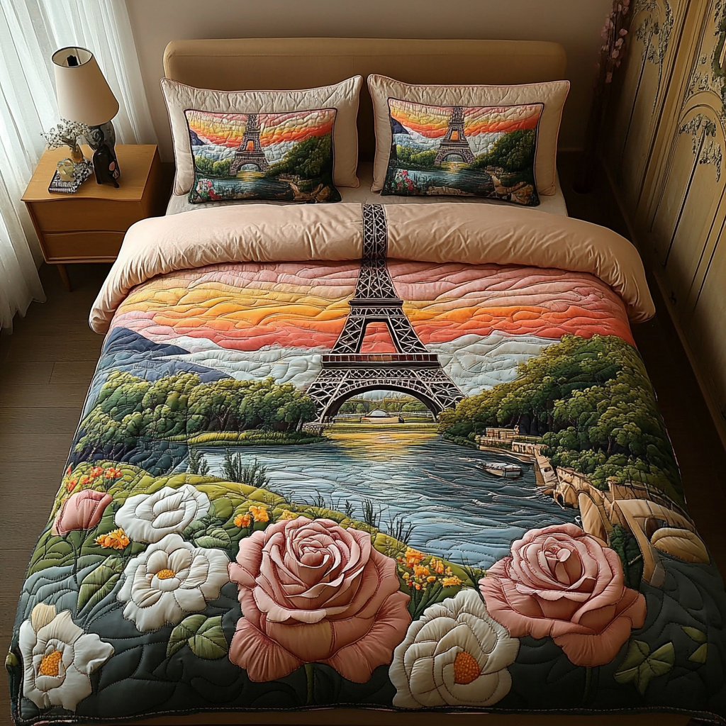 Paris Charm Quilted Bedding Set Duvet Cover Bedspread Paris Gift Ideas Paris Charm Quilted Bedding Set Duvet Cover Bedspread Paris Gift Ideas
