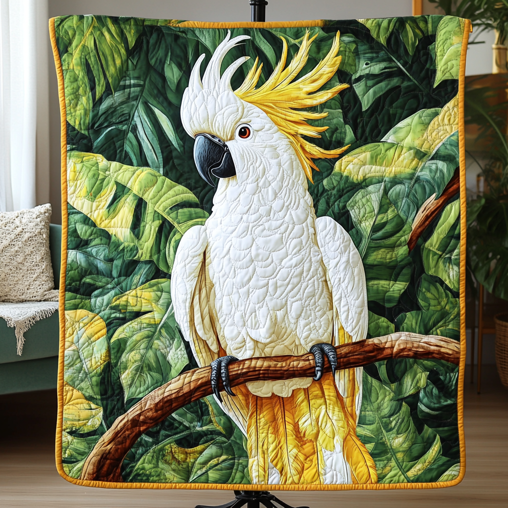 Parrot Dreams Quilted Blanket Cute Throw Blanket Cockatoo Gift Ideas