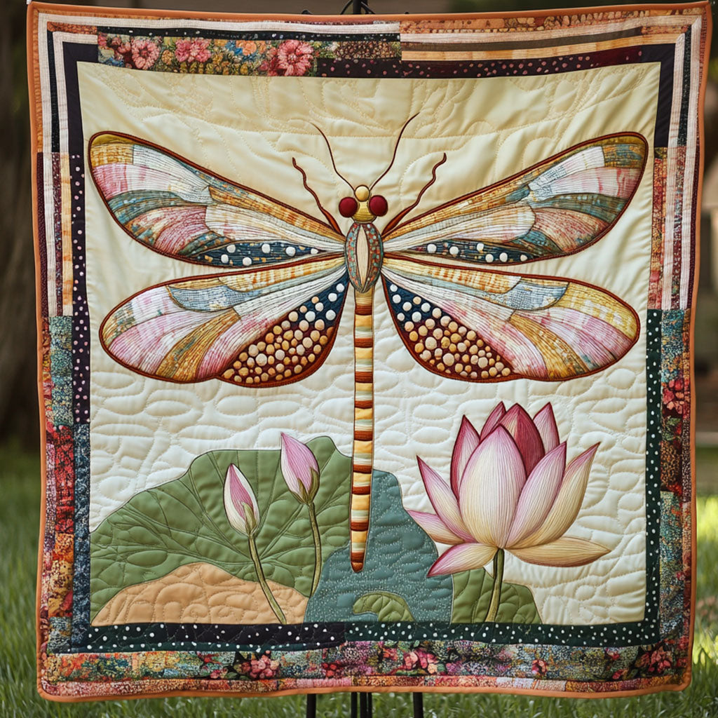 Pastel Harmony Quilted Blanket Cute Colorful Blanket Dragonfly Gifts For Men