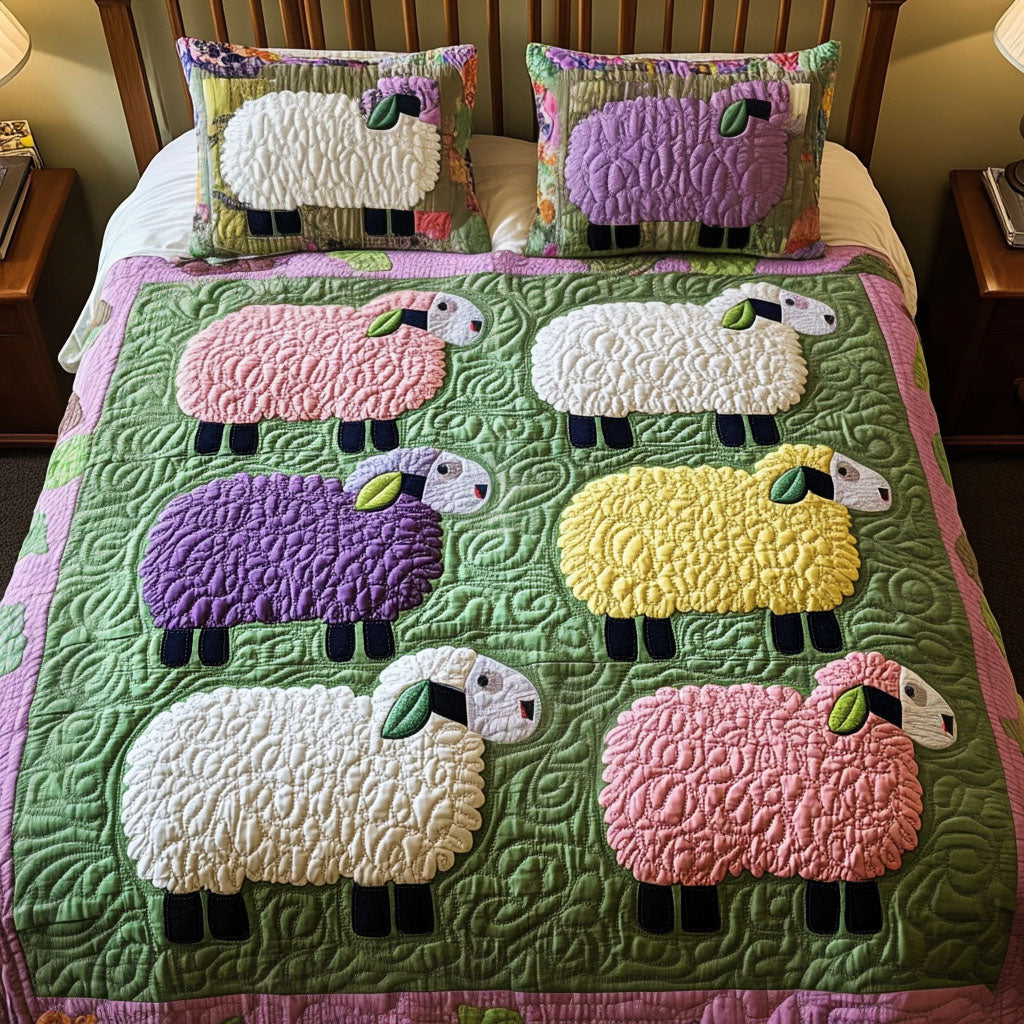 Pastel Sheep Farm Quilted Bedding Set Duvet Cover Bedspread Sheep Gifts For Him Pastel Sheep Farm Quilted Bedding Set Duvet Cover Bedspread Sheep Gifts For Him