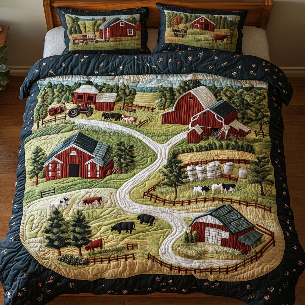 Pastoral Dream Quilted Bedding Set Duvet Cover Bedspread Presents For Farmers Pastoral Dream Quilted Bedding Set Duvet Cover Bedspread Presents For Farmers