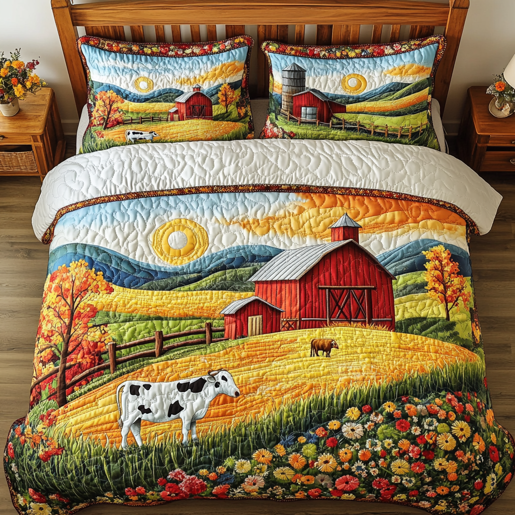 Pastoral Views Quilted Bedding Set Duvet Cover Bedspread Farmer Xmas Gifts Pastoral Views Quilted Bedding Set Duvet Cover Bedspread Farmer Xmas Gifts