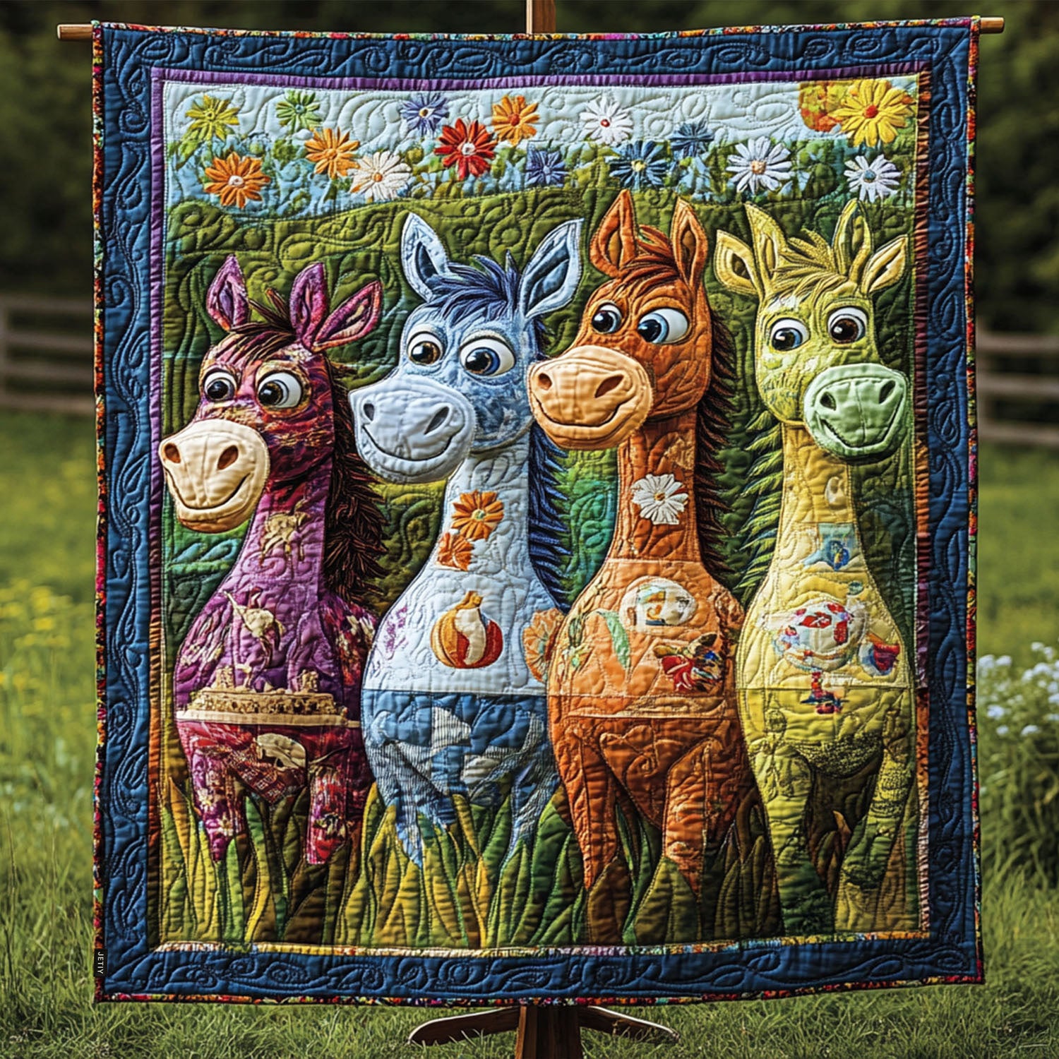 Pasture Party Quilted Blanket Cute Colorful Blanket Donkey Gift Ideas Pasture Party Quilted Blanket Cute Colorful Blanket Donkey Gift Ideas