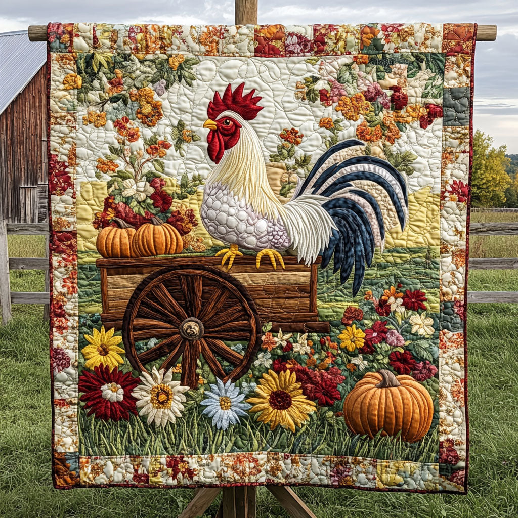 Pasture Sunshine Quilted Blanket Cute Throw Blanket Gifts For Chicken Owners