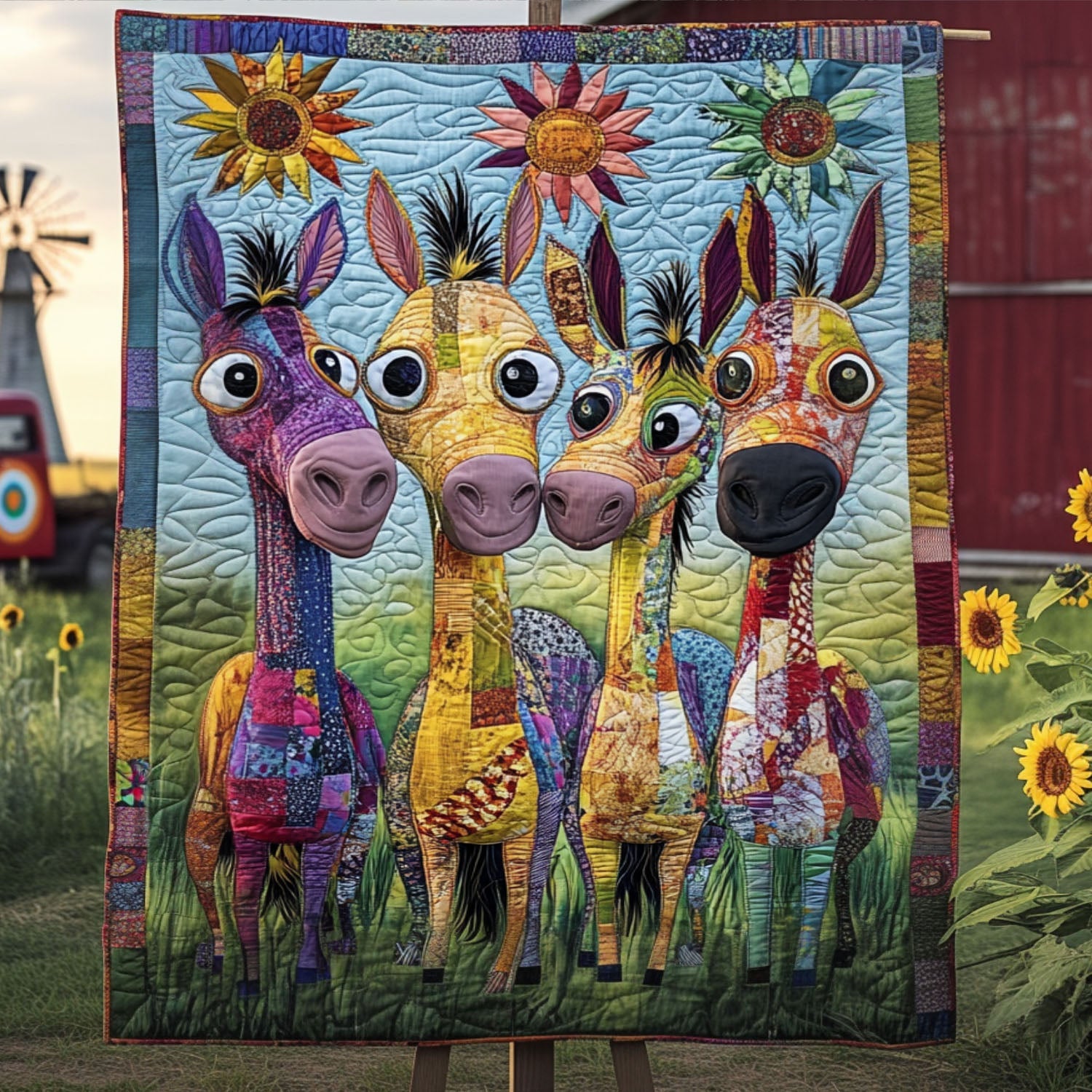 Patchwork Critters Quilted Blanket Sofa Throw Blanket Donkey Christmas Gifts Patchwork Critters Quilted Blanket Sofa Throw Blanket Donkey Christmas Gifts