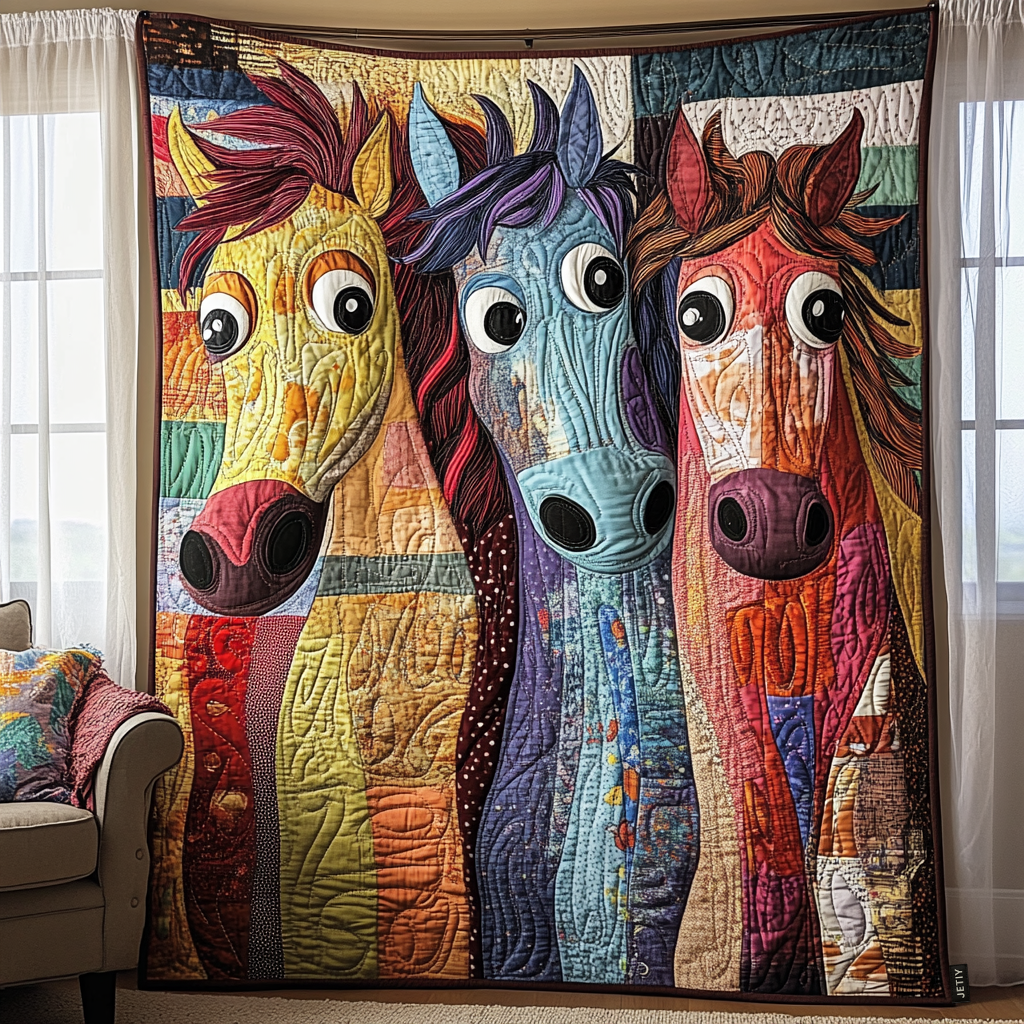 Patchwork Horse Quilted Blanket Sofa Throw Blanket Unique Gifts For Horse Owners Patchwork Horse Quilted Blanket Sofa Throw Blanket Unique Gifts For Horse Owners