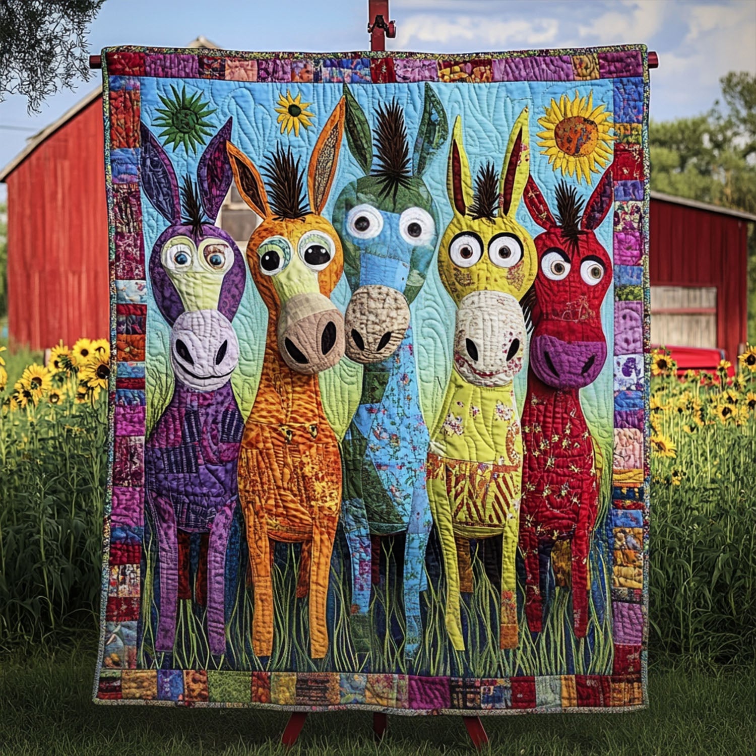Patchwork Pals Quilted Blanket Sofa Throw Blanket Donkey Gift Items
