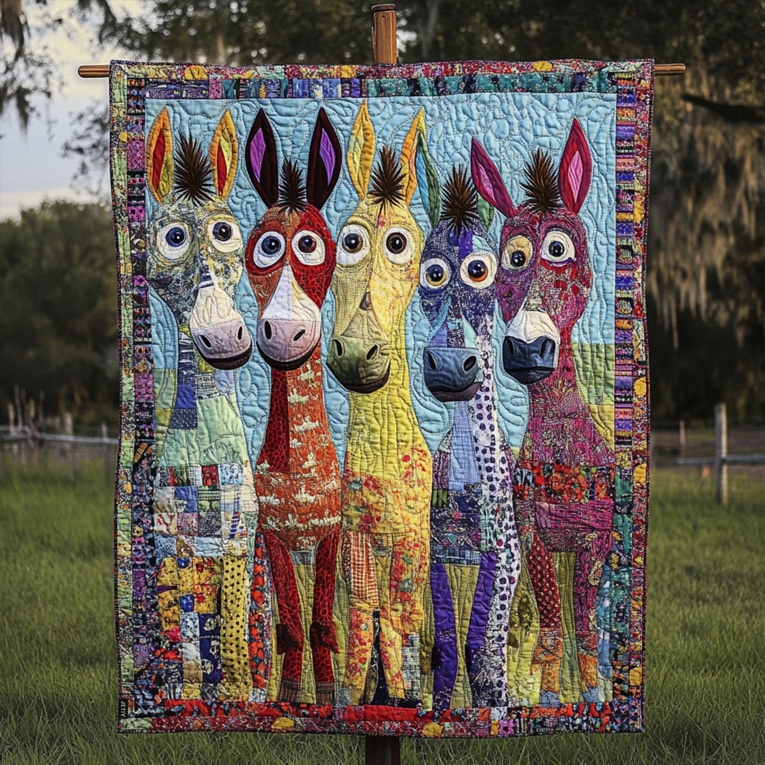 Patchwork Ponies Quilted Blanket Cute Colorful Blanket Donkey Gifts For Christmas Patchwork Ponies Quilted Blanket Cute Colorful Blanket Donkey Gifts For Christmas