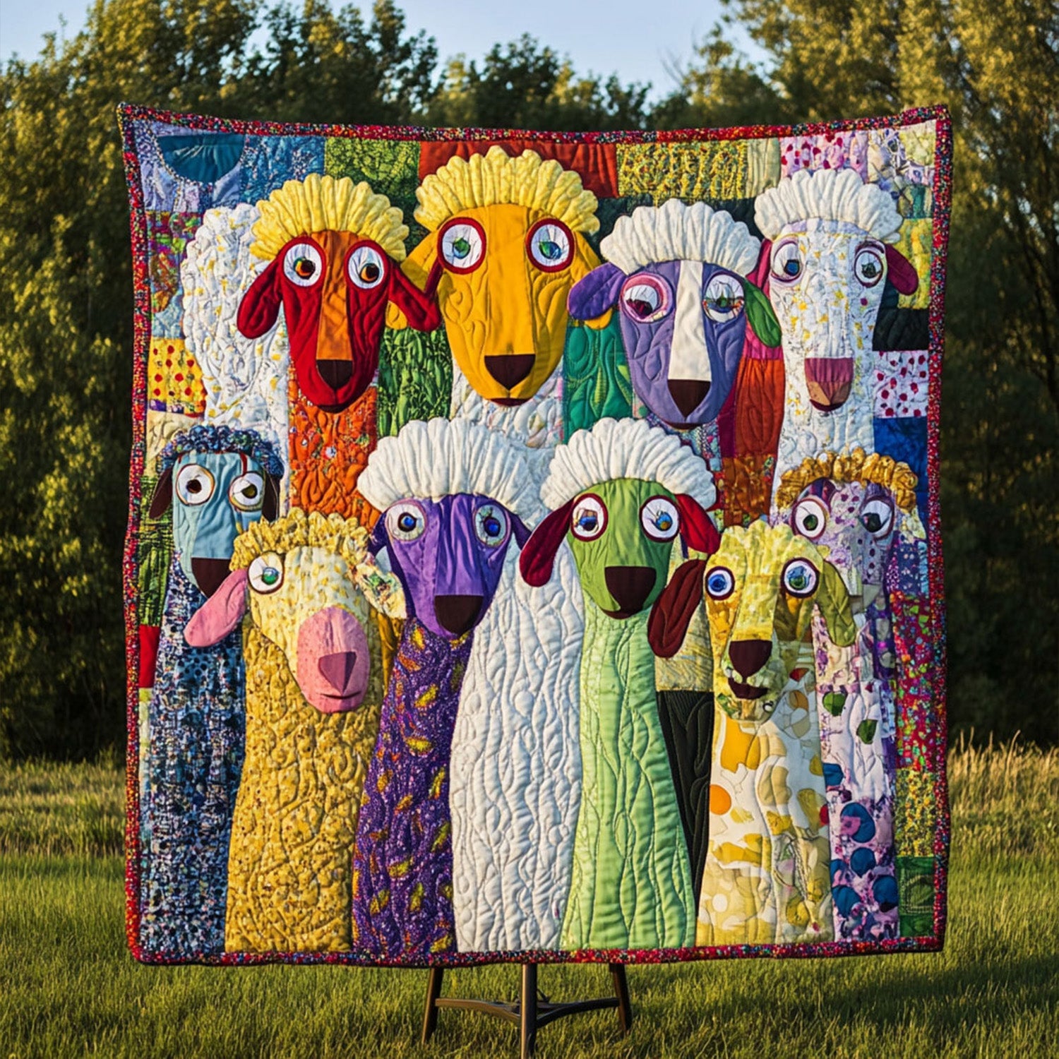 Patchwork Posse Quilted Blanket Cute Colorful Blanket Sheep Gifts For Men Patchwork Posse Quilted Blanket Cute Colorful Blanket Sheep Gifts For Men