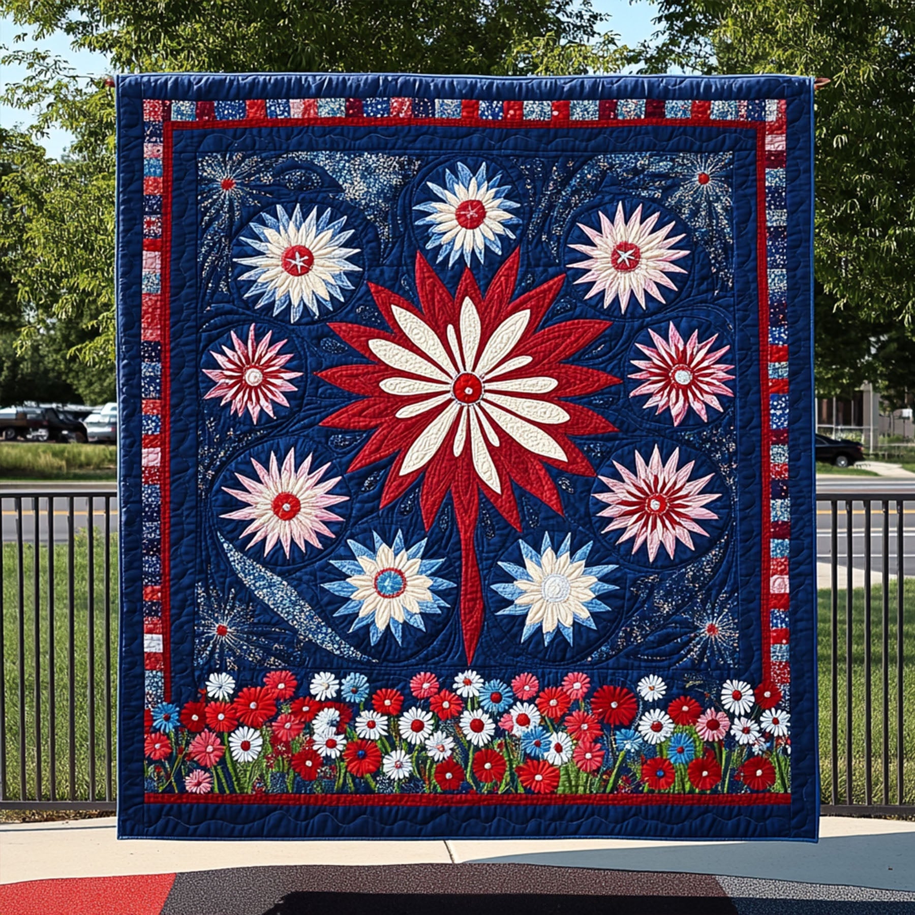 Patriotic Burst Quilted Blanket Cute Colorful Blanket 4Th Of July Party Gifts Patriotic Burst Quilted Blanket Cute Colorful Blanket 4Th Of July Party Gifts