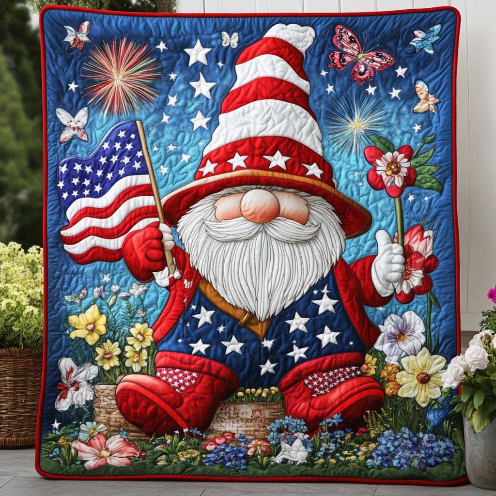 Patriotic Garden Gnome Quilted Blanket Cute Colorful Blanket 4Th Of July Present Patriotic Garden Gnome Quilted Blanket Cute Colorful Blanket 4Th Of July Present