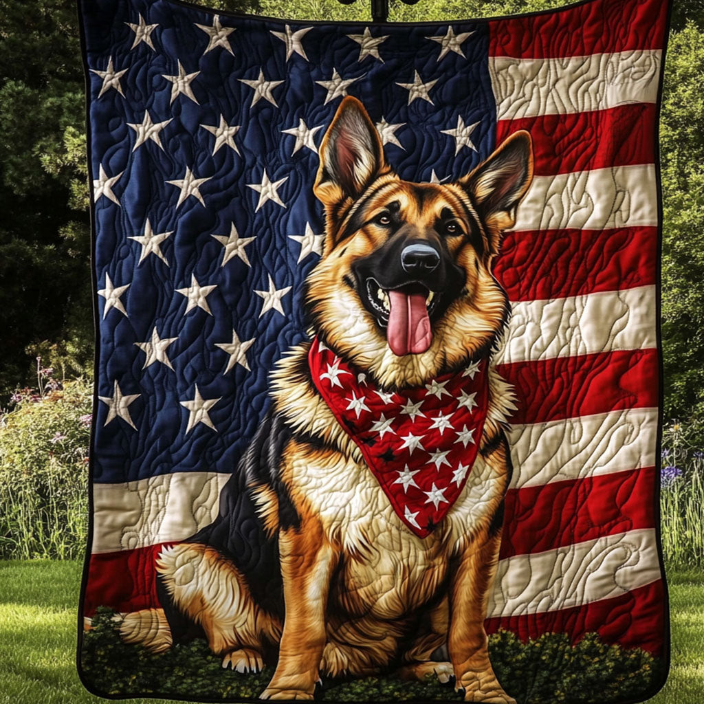 Patriotic German Shepherd Quilted Blanket Cute Colorful Blanket German Shepherd Owner Gifts Patriotic German Shepherd Quilted Blanket Cute Colorful Blanket German Shepherd Owner Gifts