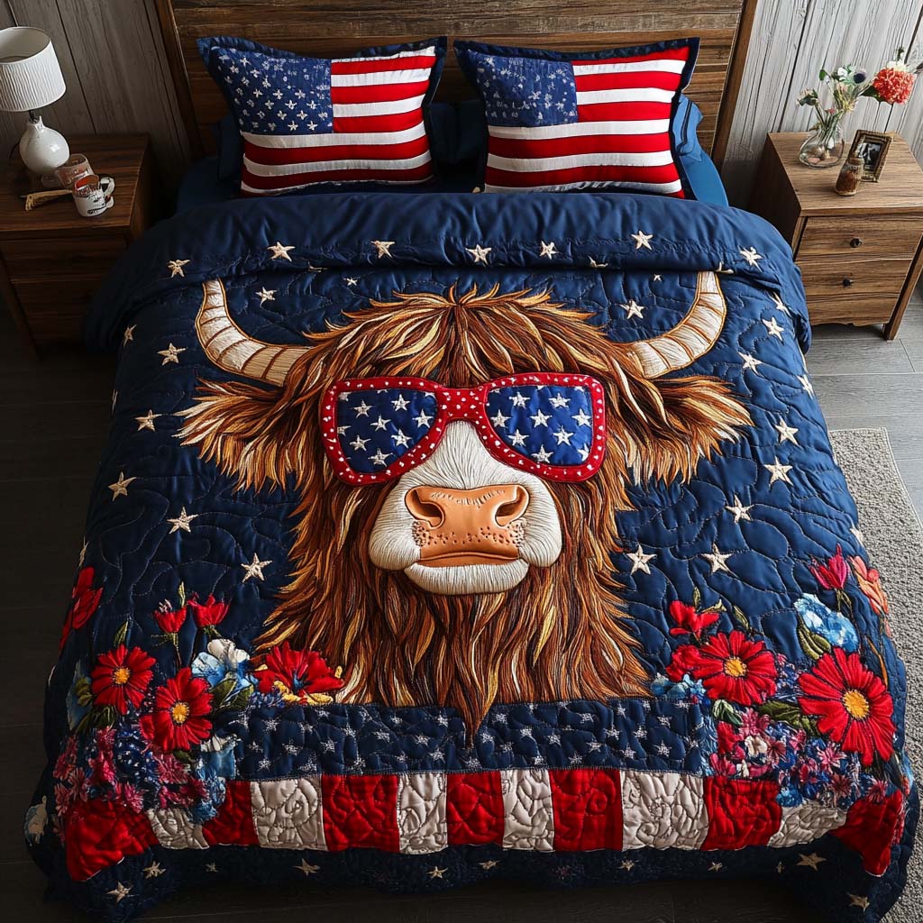 Patriotic Highland Quilted Bedding Set Duvet Cover Merch Gifts For A Patriotic Person Patriotic Highland Quilted Bedding Set Duvet Cover Merch Gifts For A Patriotic Person