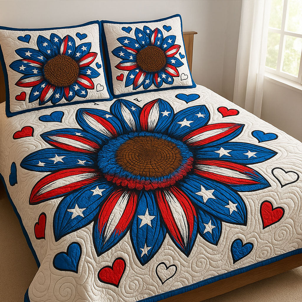 Patriotic Sunflower Quilted Bedding Set Duvet Cover Bedspread Best Patriotic Gifts Patriotic Sunflower Quilted Bedding Set Duvet Cover Bedspread Best Patriotic Gifts