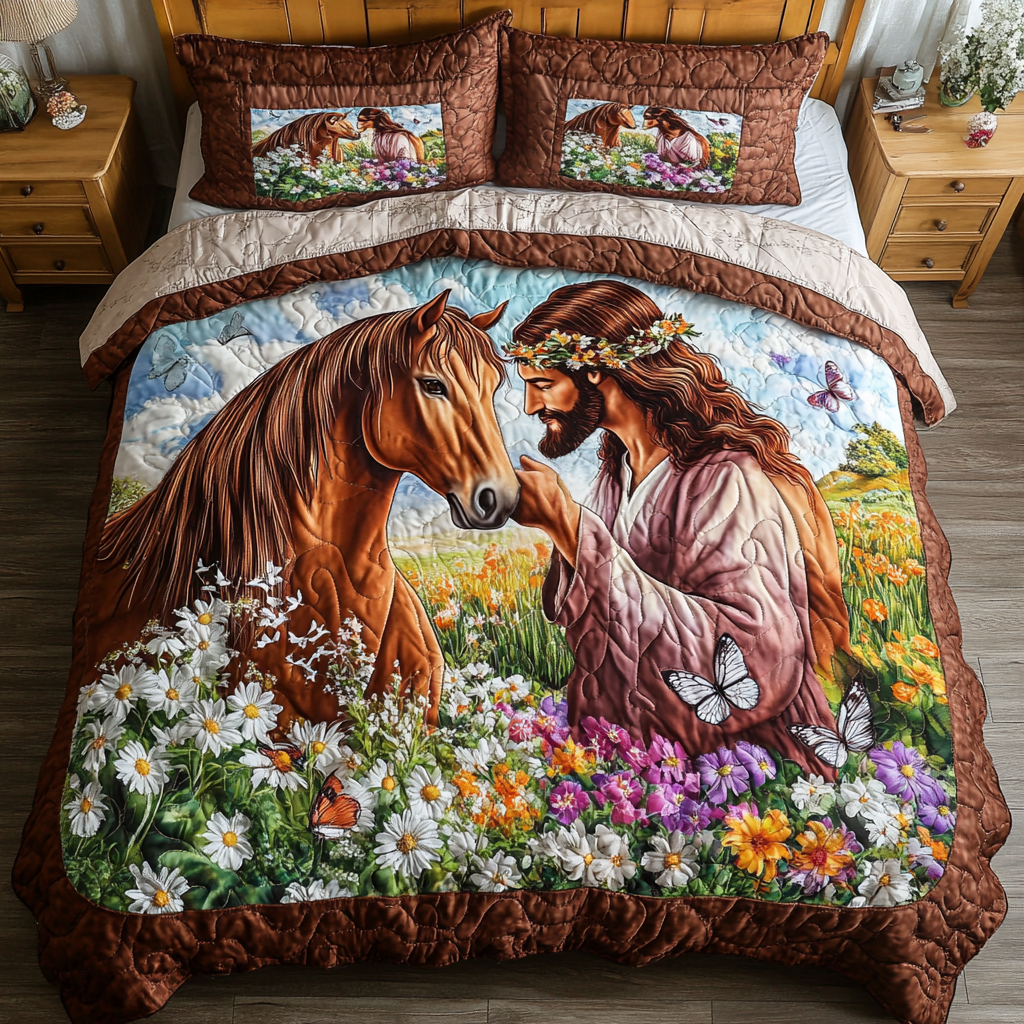 Peace Touch Quilted Bedding Set Duvet Cover Merch Christmas Present Ideas For Horse Lover Peace Touch Quilted Bedding Set Duvet Cover Merch Christmas Present Ideas For Horse Lover