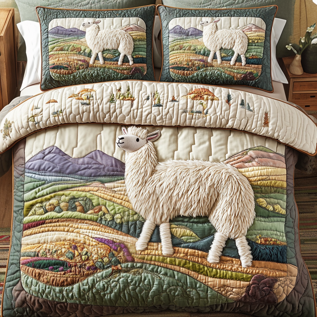 Peaceful Alpaca Quilted Bedding Set Duvet Cover Bed Sheet Set Related Gifts Items Peaceful Alpaca Quilted Bedding Set Duvet Cover Bed Sheet Set Related Gifts Items