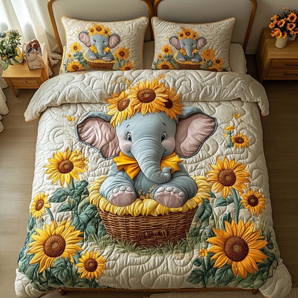 Peaceful Giant Quilted Bedding Set Duvet Cover Bed Sheet Set Birthday Gifts For Elephant Lovers Peaceful Giant Quilted Bedding Set Duvet Cover Bed Sheet Set Birthday Gifts For Elephant Lovers