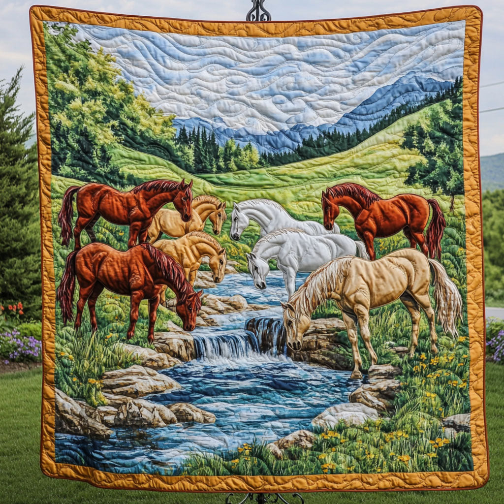 Peaceful Herd Quilted Blanket Cute Throw Blanket Horsey Gifts For Friends Peaceful Herd Quilted Blanket Cute Throw Blanket Horsey Gifts For Friends