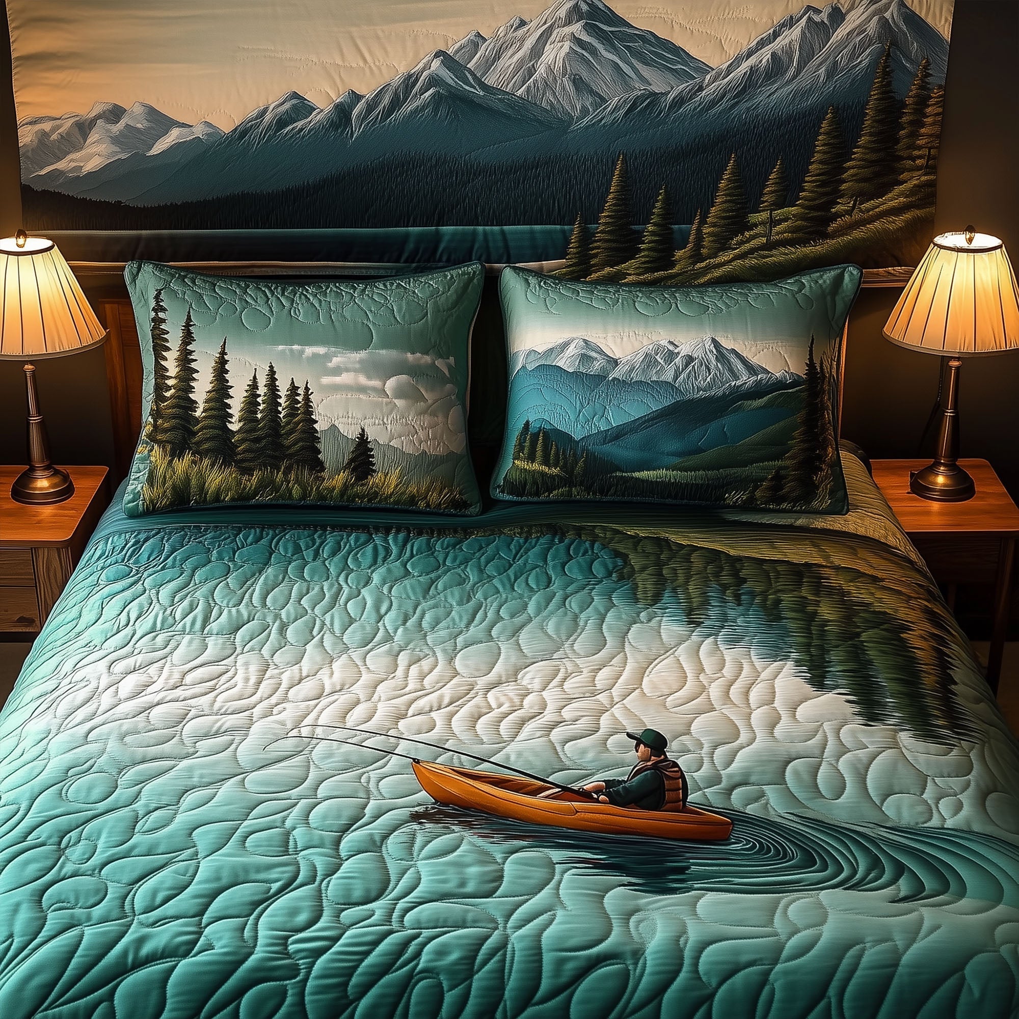 Peaceful Paddle Quilted Bedding Set Duvet Cover Bed Sheet Set Fun Gifts For Kayakers Peaceful Paddle Quilted Bedding Set Duvet Cover Bed Sheet Set Fun Gifts For Kayakers