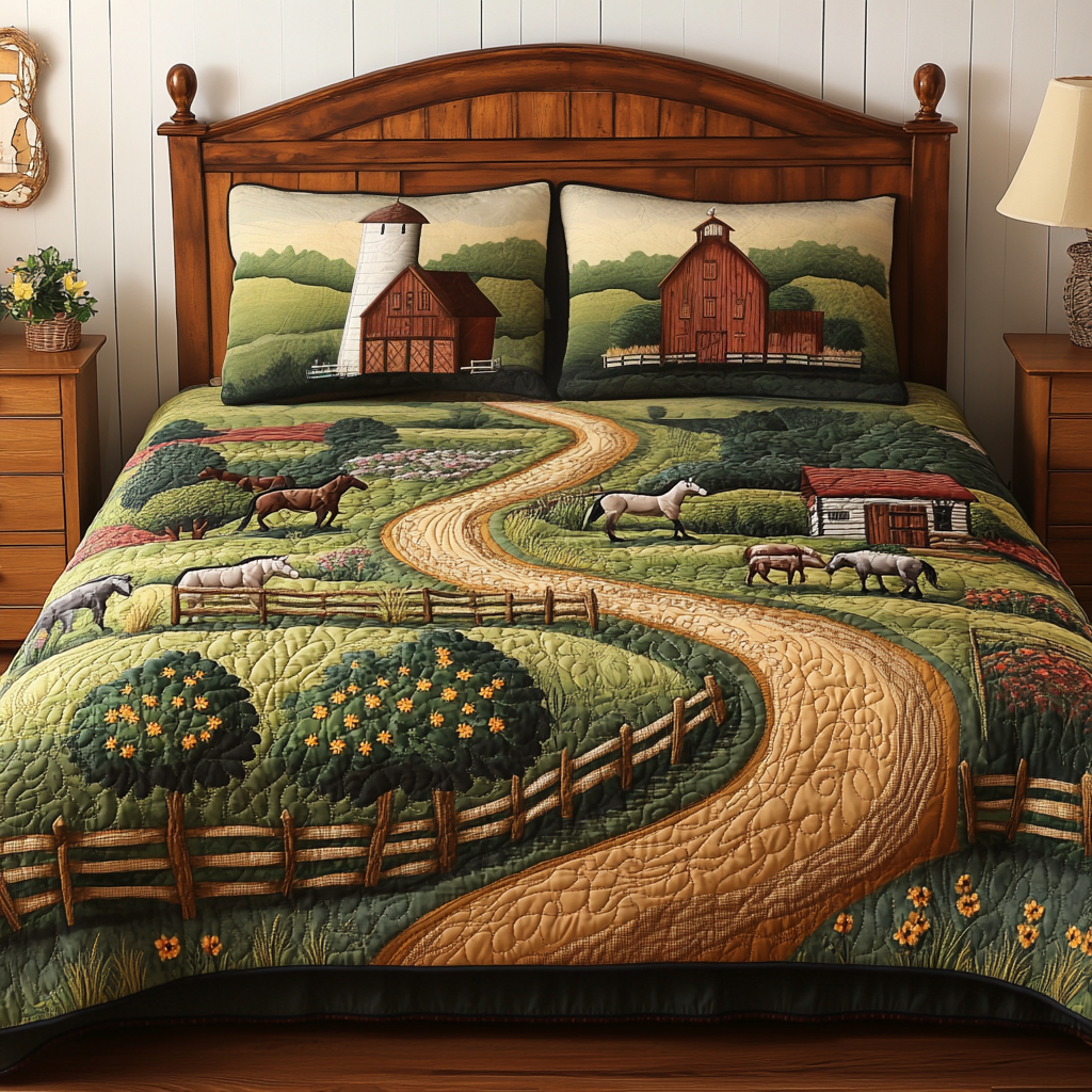Peaceful Pastures Quilted Bedding Set Duvet Cover Bedspread Tractor Gifts For Men Peaceful Pastures Quilted Bedding Set Duvet Cover Bedspread Tractor Gifts For Men