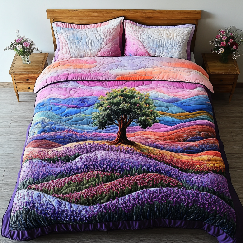 Peaceful Terrain Quilted Bedding Set Duvet Cover Bedspread Flower Theme Gifts Peaceful Terrain Quilted Bedding Set Duvet Cover Bedspread Flower Theme Gifts