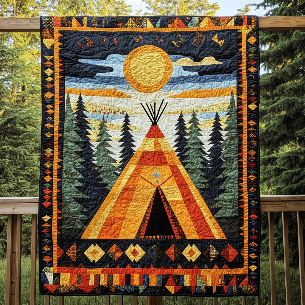 Peaceful Tipi Quilted Blanket Cute Colorful Blanket Teepee Native Gifts Peaceful Tipi Quilted Blanket Cute Colorful Blanket Teepee Native Gifts