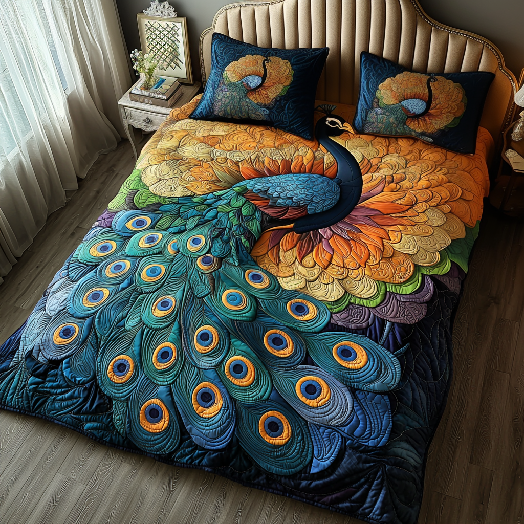 Peacock Charm Quilted Bedding Set Duvet Cover Bedspreads Peacock Lovers Gifts For Women Peacock Charm Quilted Bedding Set Duvet Cover Bedspreads Peacock Lovers Gifts For Women