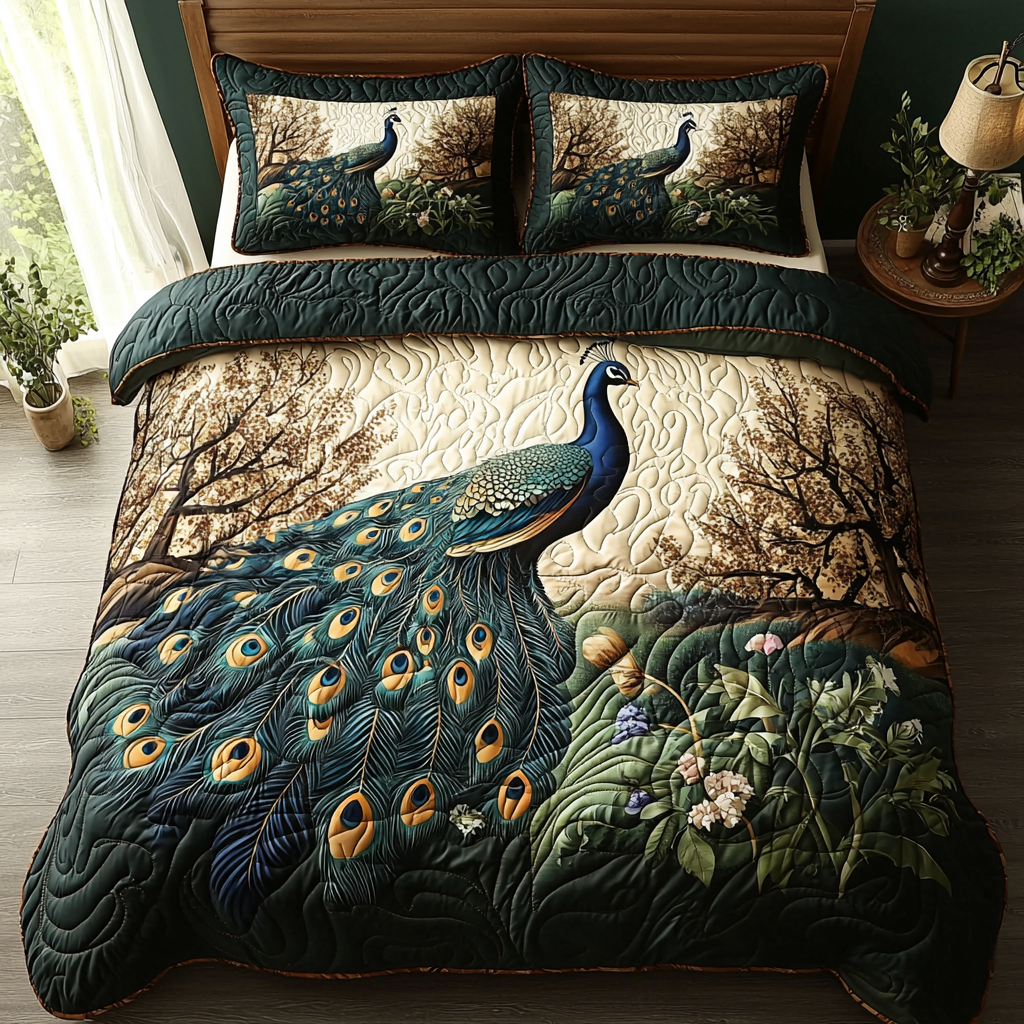 Peacock Garden Quilted Bedding Set Duvet Cover Merch Peacock Gifts Stuff Peacock Garden Quilted Bedding Set Duvet Cover Merch Peacock Gifts Stuff