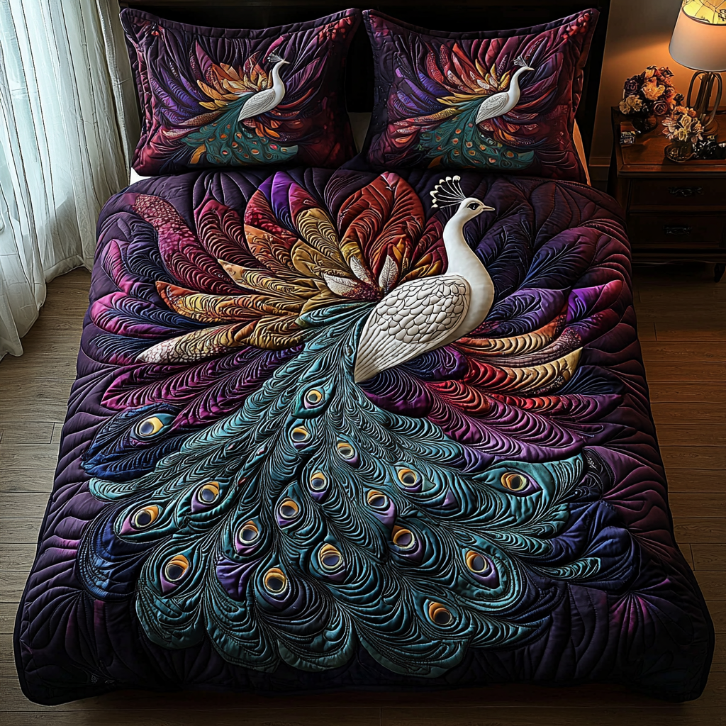 Peacock Mist Quilted Bedding Set Duvet Cover Merch Awesome Peacock Gift Ideas Peacock Mist Quilted Bedding Set Duvet Cover Merch Awesome Peacock Gift Ideas