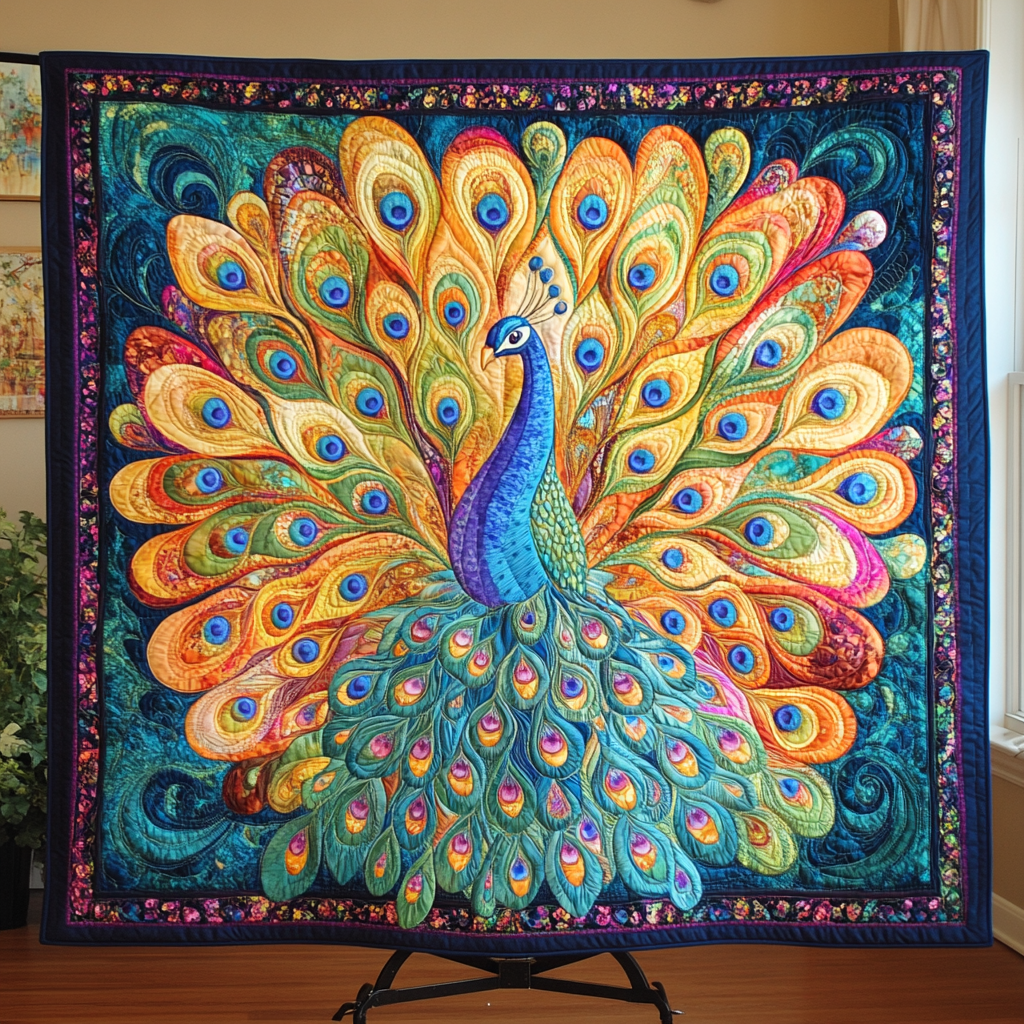 Peacock Pride Quilted Blanket Cute Colorful Blanket Awesome Peacock Gift Ideas Peacock Pride Quilted Blanket Cute Colorful Blanket Awesome Peacock Gift Ideas