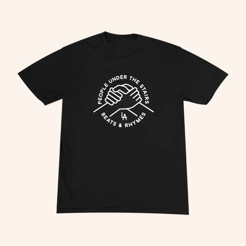 People Under The Stairs Merch Handshake Black T-Shirt Christmas Gifts For Guys