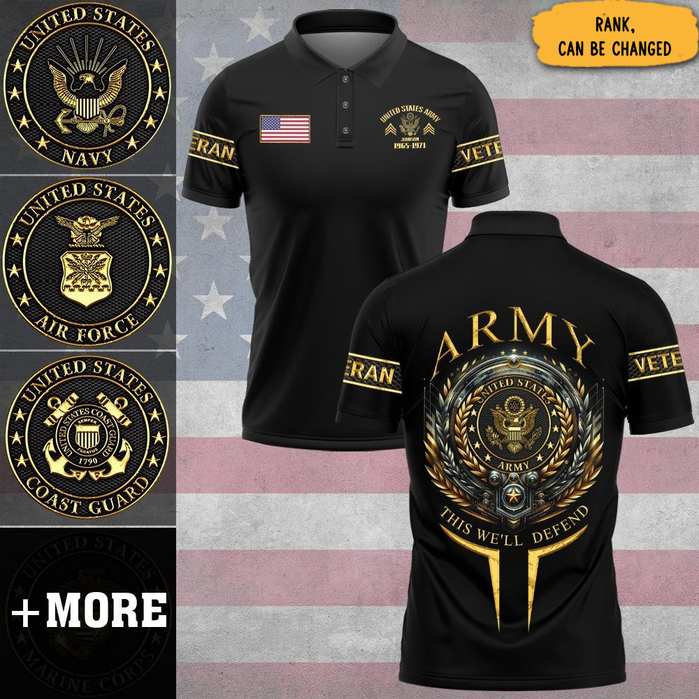 Personalized Army Veteran Polo Shirt This We'll Defend Custom Veteran Golf Shirt Gift Personalized Army Veteran Polo Shirt This We'll Defend Custom Veteran Golf Shirt Gift