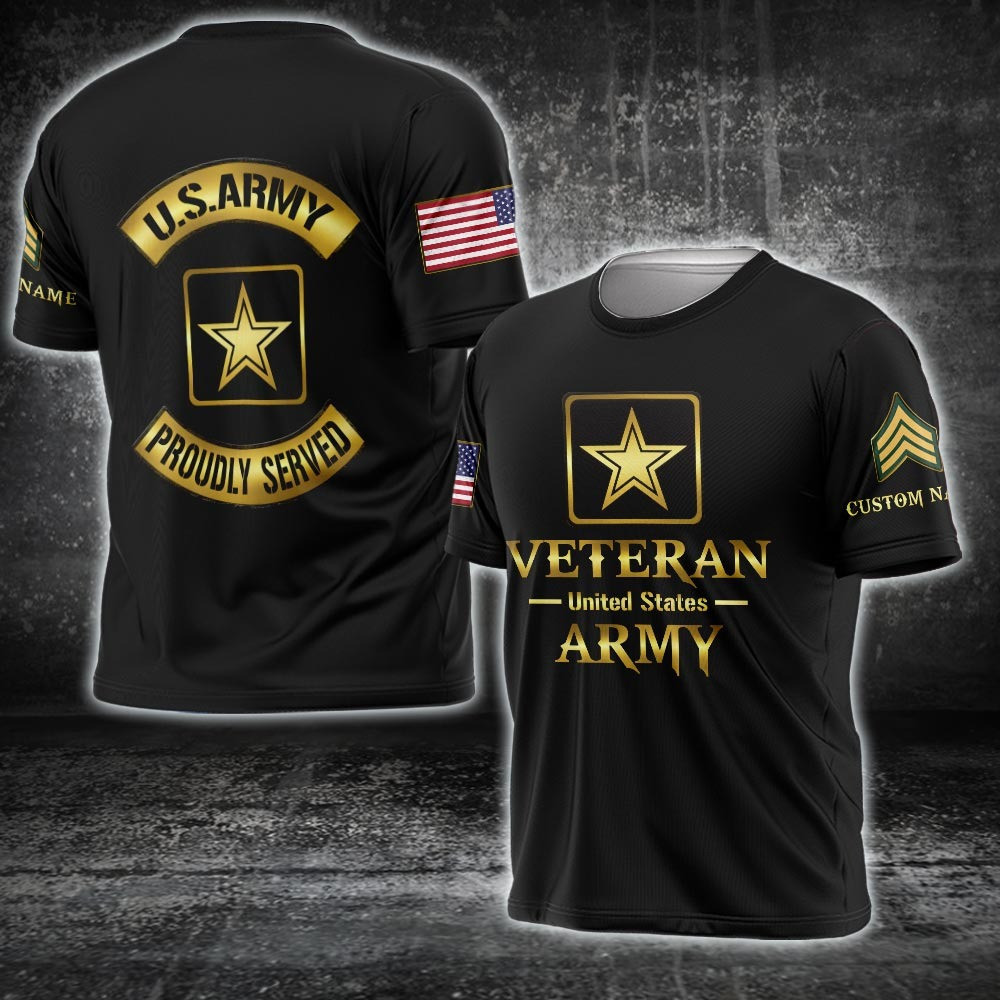 Personalized Army Veteran Shirt Proud Served United States Army Veteran Clothing Gifts