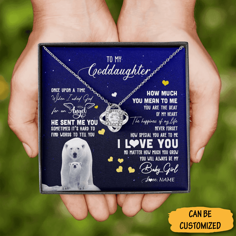 Personalized Bear To My Goddaughter Necklace Love Knot Necklace Goddaughter Gifts From Godmother