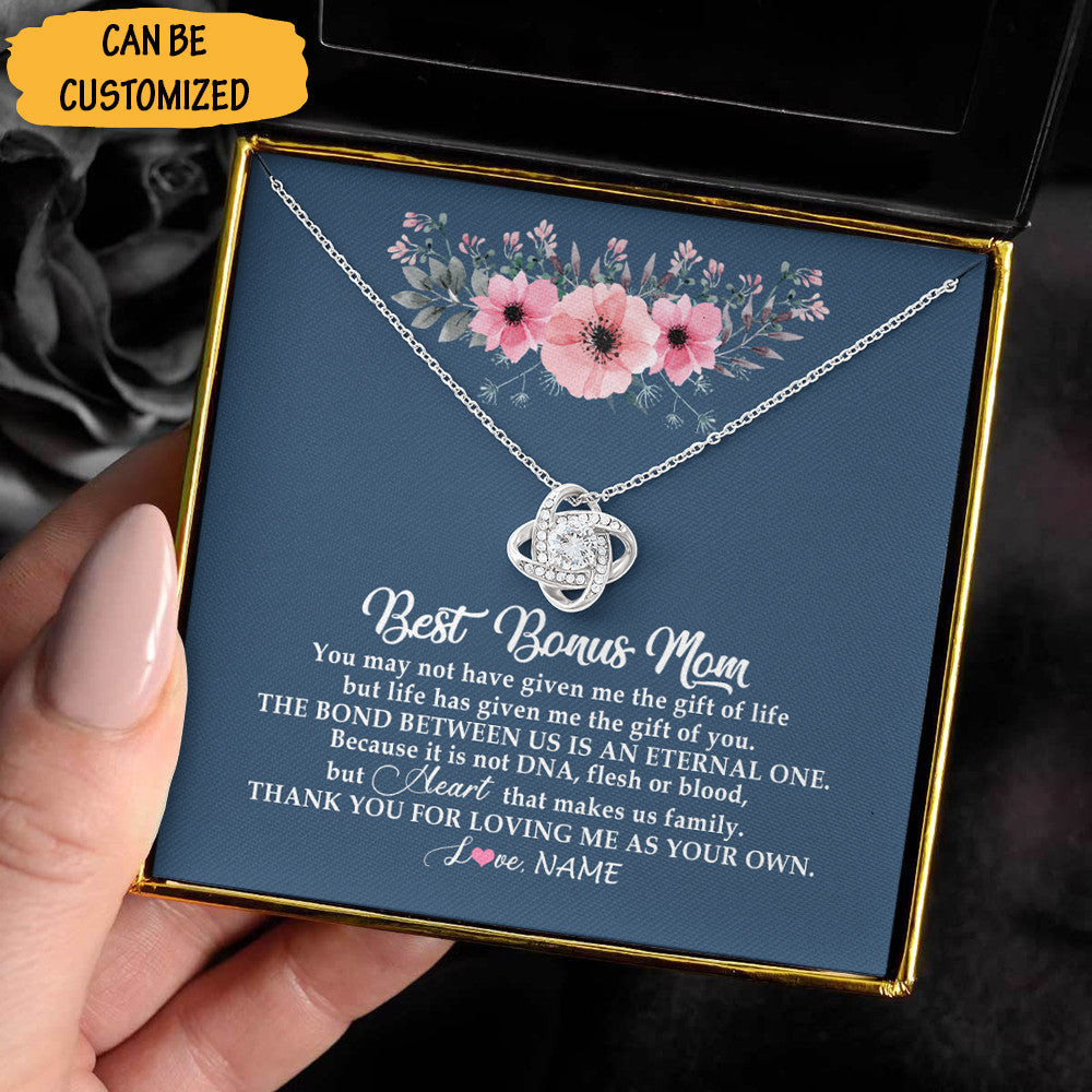 Personalized Best Bonus Mom Necklace Sterling Silver Love Knot Pendant Necklace The Perfect Gift Bonus Mom Personalized Best Bonus Mom Necklace Sterling Silver Love Knot Pendant Necklace The Perfect Gift Bonus Mom