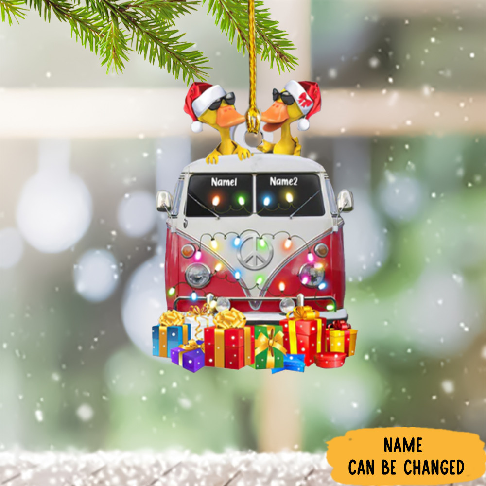 Personalized Duck Couple Camping Ornament Camper Christmas Ornaments Decor Gifts
