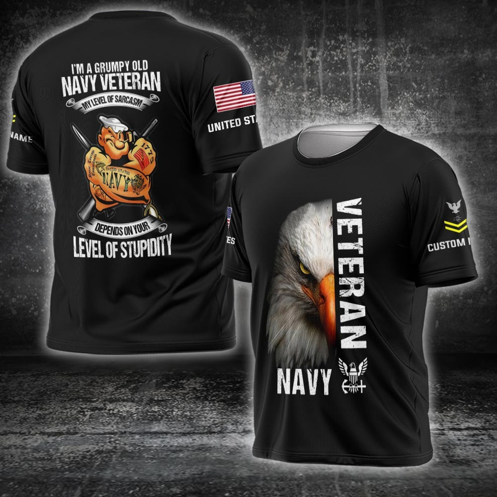 Personalized Eagle Navy Veteran Shirt I'm A Grumpy Veteran T-Shirt Gift Ideas For Dad Personalized Eagle Navy Veteran Shirt I'm A Grumpy Veteran T-Shirt Gift Ideas For Dad
