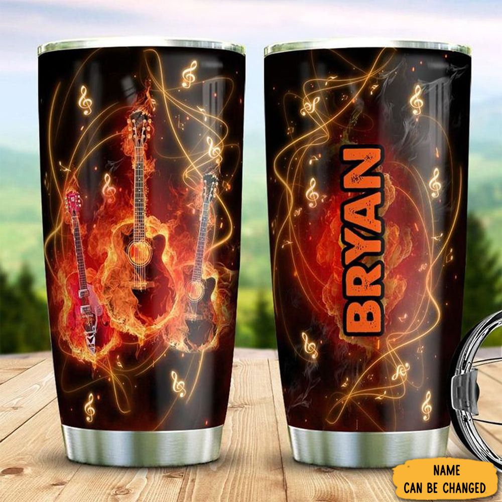 Personalized Fire Electric Guitar Tumbler Music Theme Coffee Tumbler Gifts For Guitar Lovers Personalized Fire Electric Guitar Tumbler Music Theme Coffee Tumbler Gifts For Guitar Lovers