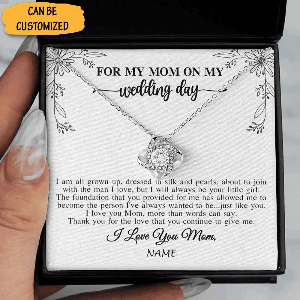 Personalized For My Mom On My Wedding Day Necklace Love Knot Silver Necklace Wedding Gifts For Your Mom Personalized For My Mom On My Wedding Day Necklace Love Knot Silver Necklace Wedding Gifts For Your Mom