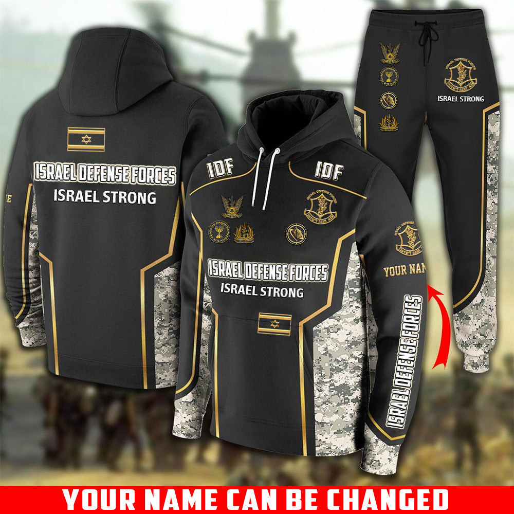 Personalized IDF Hoodie And Sweatpants Set I Stand With Israel Clothing Israel Strong Merch