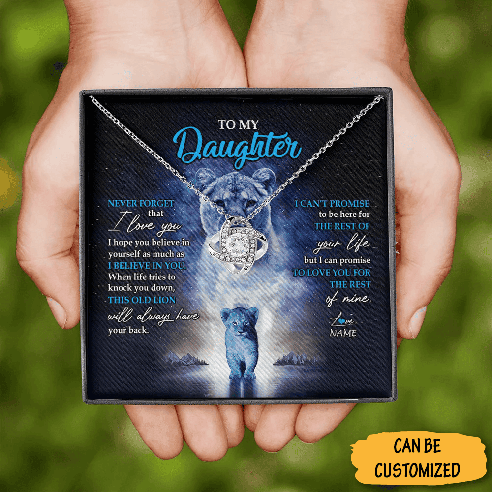 Personalized Lion To My Daughter Necklace From Dad Love Knot Silver Necklace Graduation Gift Ideas For Daughter