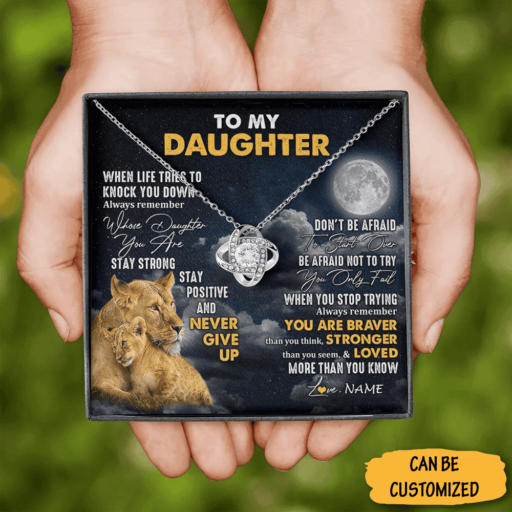 Personalized Lion To My Daughter Necklace From Dad Love Knot Silver Necklace Meaningful Gifts For Daughter Personalized Lion To My Daughter Necklace From Dad Love Knot Silver Necklace Meaningful Gifts For Daughter