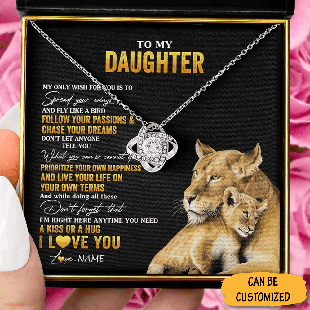Personalized Lion To My Daughter Necklace I Love You From Dad Love Knot Necklace Sweet 16 Gifts For Daughter Personalized Lion To My Daughter Necklace I Love You From Dad Love Knot Necklace Sweet 16 Gifts For Daughter